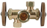 BrassCraft CR1900DVXR Stop Valve, 1/2 x 3/8 x 1/4 in Connection, Compression, 125 psi Pressure, Brass Body, 4-1/2 in L