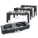 Dexas Black Stainless Steel 5 cups Double Pet Feeder For Dogs