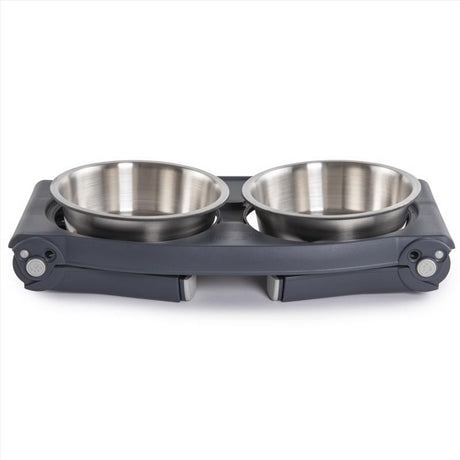 Dexas Black Stainless Steel 5 cups Double Pet Feeder For Dogs