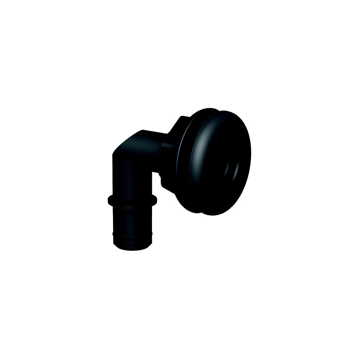 Flow-Rite MA027QLB Qwik-Lok Thru-Hull Fitting, 3/4", Black, Elbow Flanged