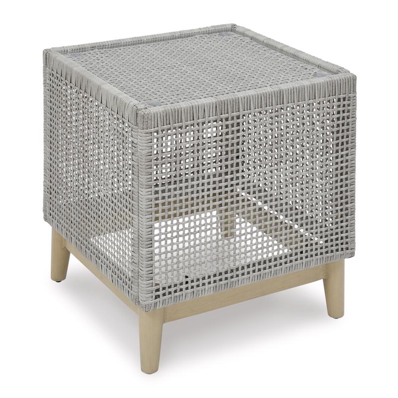 Signature Design by Ashley Seton Creek Gray Square Glass Casual End Table