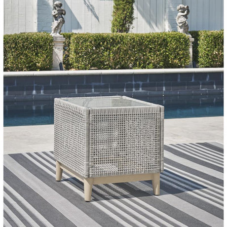 Signature Design by Ashley Seton Creek Gray Square Glass Casual End Table