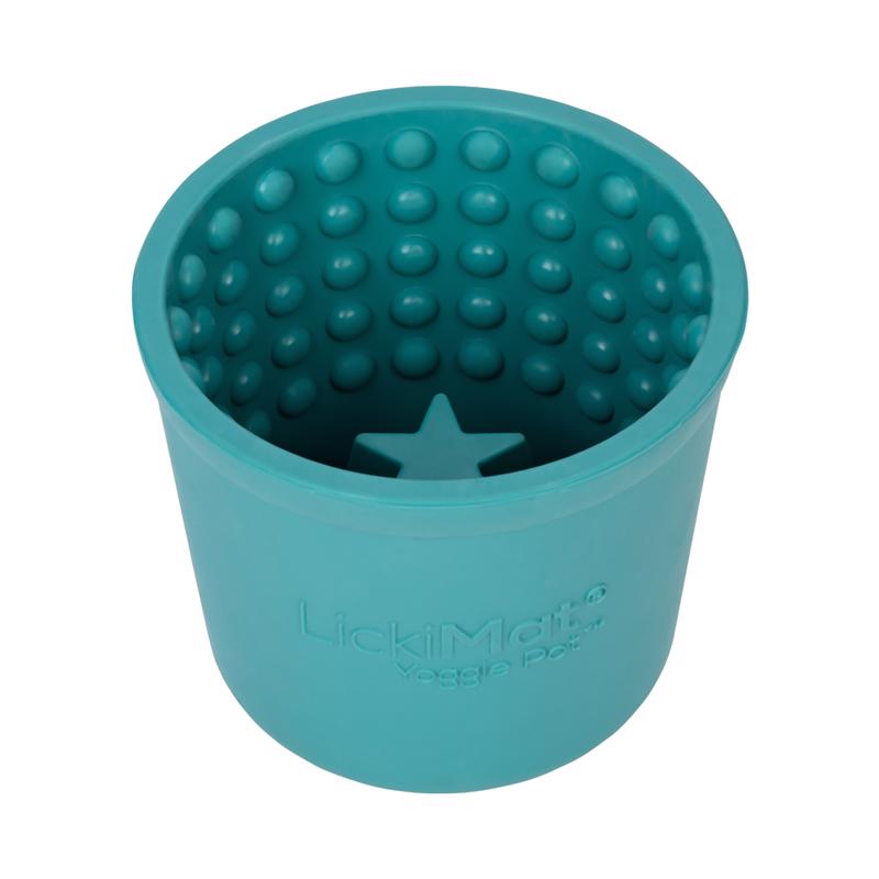 LickiMat Yoggie Pot Turquoise Rubber Slow Feeder For Dogs