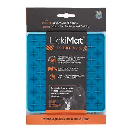 LickiMat Mini Tuff Buddy Turquoise Plastic Slow Feeder For Dogs