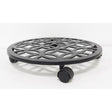 Living Accents 3 in. H Black Iron/Plastic Wheeled Plant Stand