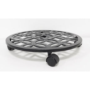 Living Accents 3 in. H Black Iron/Plastic Wheeled Plant Stand