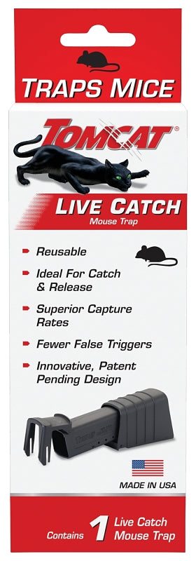 Tomcat 0362010 Live Catch Mouse Trap, Reusable, Plastic, 1/PK