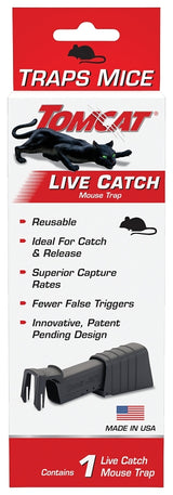 Tomcat 0362010 Live Catch Mouse Trap, Reusable, Plastic, 1/PK