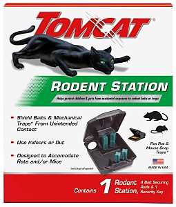 Tomcat 0363410 Rodent Station, 9.88 in L, 8-1/2 in W, 4-1/2 in H, Plastic, Black