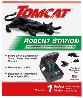 Tomcat 0363410 Rodent Station, 9.88 in L, 8-1/2 in W, 4-1/2 in H, Plastic, Black