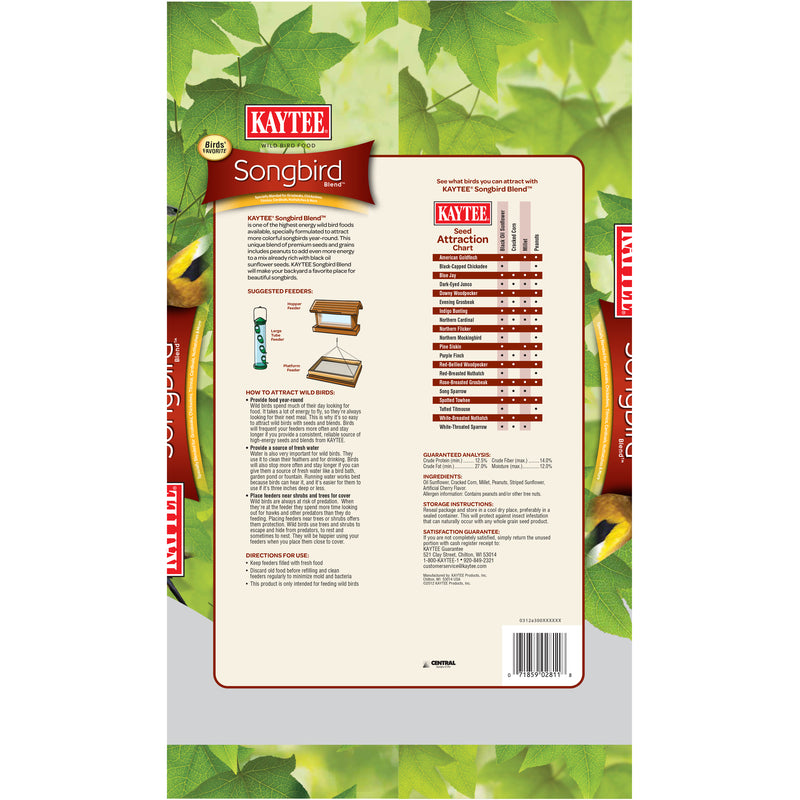 Kaytee Songbird Blend Songbird Black Oil Sunflower Seed Wild Bird Food 7 lb, Pack of 6