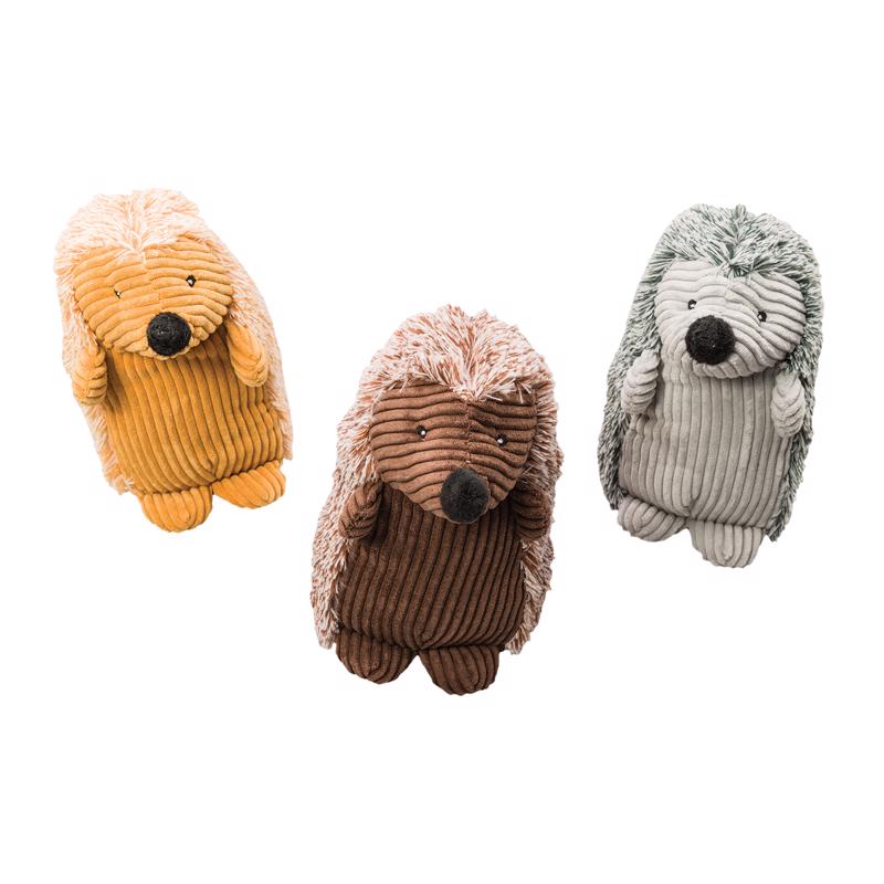 Spot For Dog Assorted Plush Corduroy Hedgehogs Squeak Dog Toy 1 pk, Pack of 3