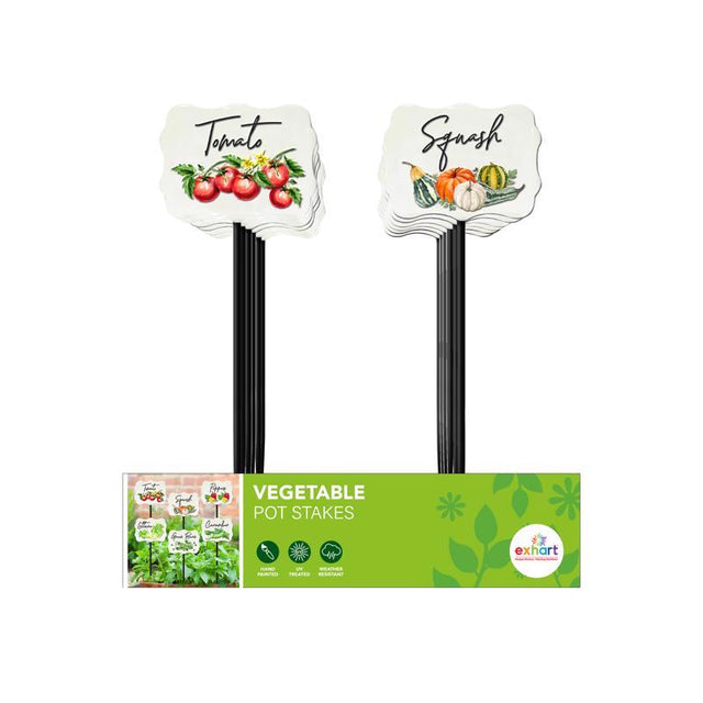Exhart Assorted Metal 8 in. H Vegetable Pot Stake, Pack of 12