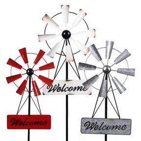 Exhart Multicolored Metal 40 in. H Welcome Windmill Stake, Pack of 6