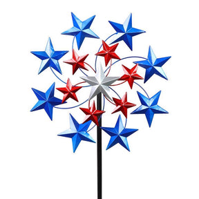 Exhart Multicolored Metal 82 in. H Star Spangled Spinner Outdoor Garden Stake, Pack of 3