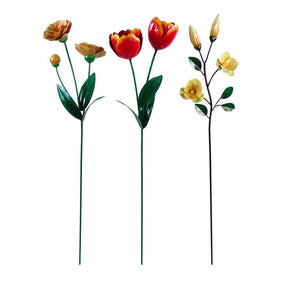 Alpine Assorted Metal 51 in. H X 8 in. L X 3 in. W Flower Outdoor Garden Stake, Pack of 9