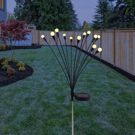 Alpine Black/Silver Metal/Plastic 27 in. H Firefly Solar Garden Stake, Pack of 20