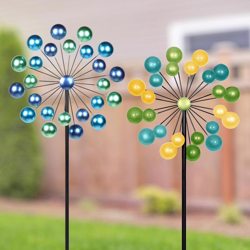 Exhart Multicolored Metal 47 in. H Double Bubble Windmill Stake, Pack of 12