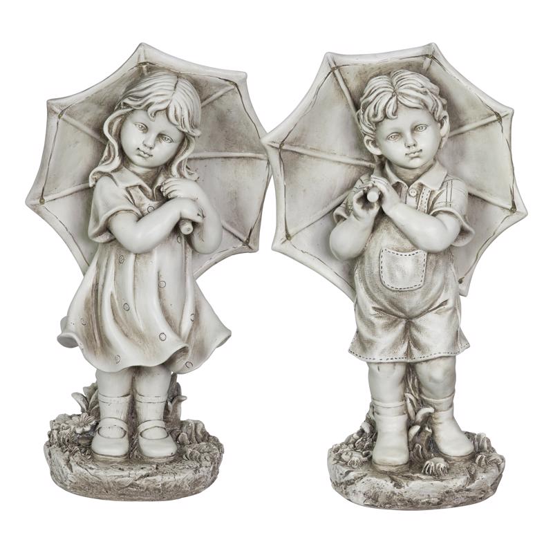 Exhart Boy and Girl with Umbrella Statue