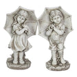 Exhart Resin Stone 18.7 in. Boy and Girl with Umbrella Statue, Pack of 2