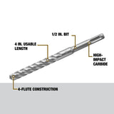 DEWALT DW5537 Drill Bit, 3/16 in Dia, 4-1/2 in OAL, SDS Plus Shank, 4-Flute