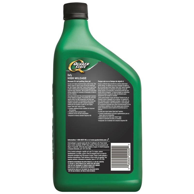 Quaker State High Mileage 10W-30 Gasoline Multi Grade Motor Oil 1 qt 1 pk, Pack of 6