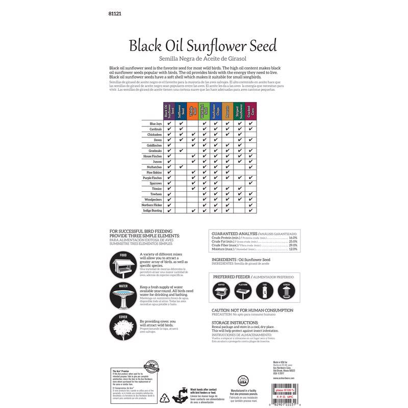 Ace Songbird Black Oil Sunflower Seed Wild Bird Seed 20 lb