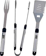 Omaha SHE94031L-B Barbecue Tool Set with Handle and Hanger, 1.9 mm, Stainless Steel Blade, Stainless Steel