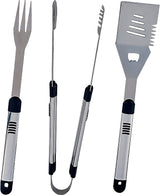 Omaha SHE94031L-B Barbecue Tool Set with Handle and Hanger, 1.9 mm, Stainless Steel Blade, Stainless Steel