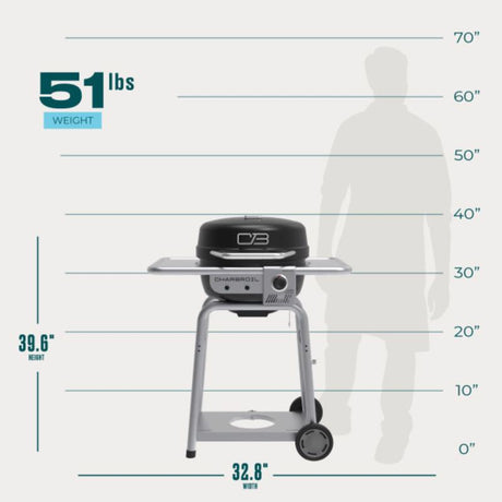 Charbroil Bistro Pro 1 Burner Charcoal/Liquid Propane Grill Black/Silver