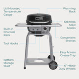 Charbroil Bistro Pro 1 Burner Charcoal/Liquid Propane Grill Black/Silver