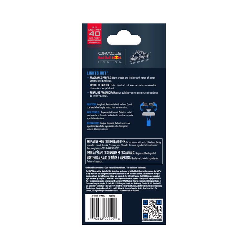 Armor All Podium Series Lights Out Scent Air Freshener Solid 1 pk, Pack of 6
