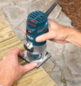 Bosch PR20EVS Palm Router, 5.6 A, 1-5/16 in Max Cutter Dia, 1/4 in Collet, 16,000 to 35,000 rpm Load Speed