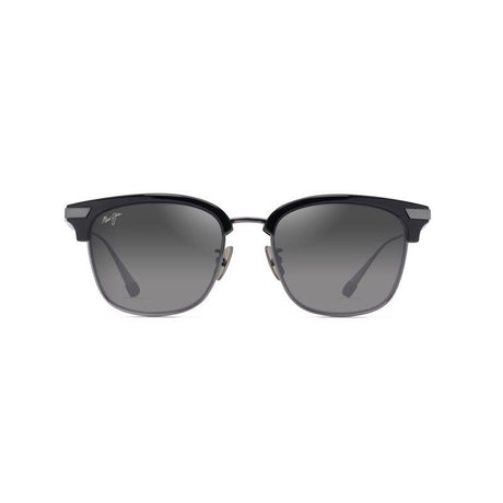 Maui Jim Kalaunu AF Unisex Shiny Black w/Dark Silver Frame Neutral Grey Lens Polarized Sunglasses