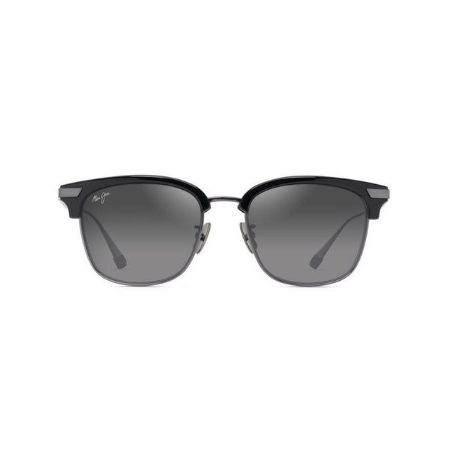 Maui Jim Kalaunu AF Unisex Shiny Black w/Dark Silver Frame Neutral Grey Lens Polarized Sunglasses