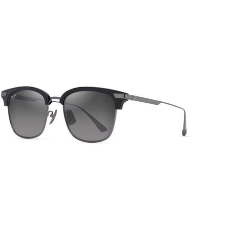 Maui Jim Kalaunu AF Unisex Shiny Black w/Dark Silver Frame Neutral Grey Lens Polarized Sunglasses