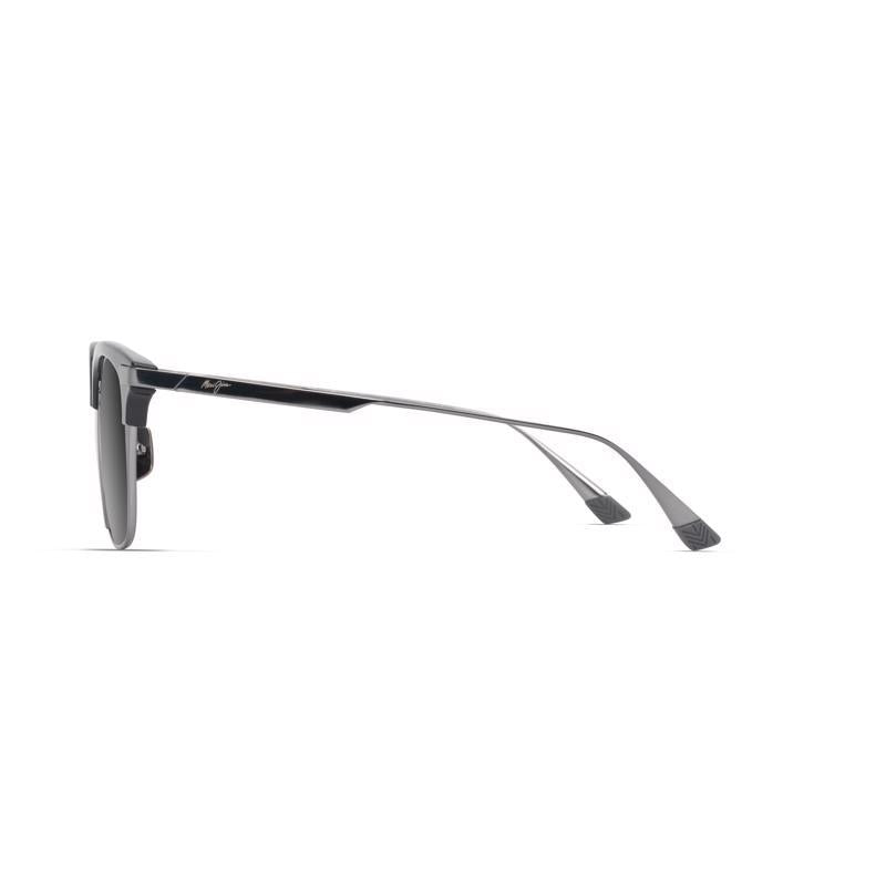 Maui Jim Kalaunu AF Unisex Shiny Black w/Dark Silver Frame Neutral Grey Lens Polarized Sunglasses