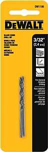 DEWALT DW1106 Jobber Drill Bit, 3/32 in Dia, 2-1/4 in OAL, Parabolic Flute, 3/32 in Dia Shank, Round Shank, Pack of 5