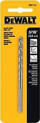 DEWALT DW1112 Jobber Drill Bit, 3/16 in Dia, 3-1/2 in OAL, Parabolic Flute, 3/16 in Dia Shank, Round Shank, Pack of 5