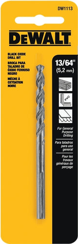 DEWALT DW1113 Jobber Drill Bit, 13/64 in Dia, 3-5/8 in OAL, Parabolic Flute, 13/64 in Dia Shank, Round Shank, Pack of 5