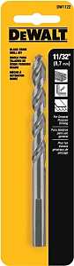 DEWALT DW1122 Jobber Drill Bit, 11/32 in Dia, 4-3/4 in OAL, Parabolic Flute, 11/32 in Dia Shank, Round Shank, Pack of 3