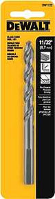 DEWALT DW1122 Jobber Drill Bit, 11/32 in Dia, 4-3/4 in OAL, Parabolic Flute, 11/32 in Dia Shank, Round Shank, Pack of 3