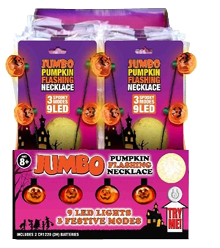 Hometown Holidays 70233 Jumbo Flashing Pumpkin Necklace, 9 -Lamp, LED Lamp, Pack of 48