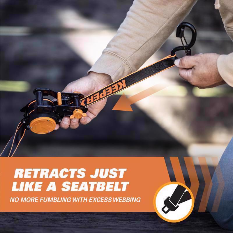 Keeper 1 in. W X 10 ft. L Black Retractable Ratchet 500 lb 2 pk