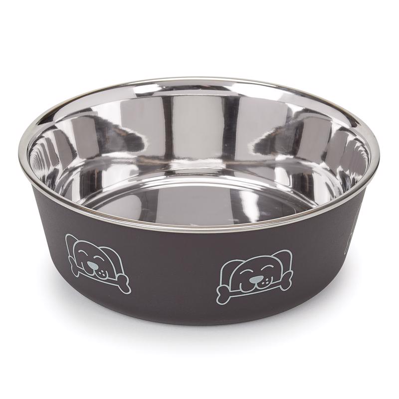 Proselect Espresso Stainless Steel 30 oz Pet Bowl For Dogs, Pack of 6