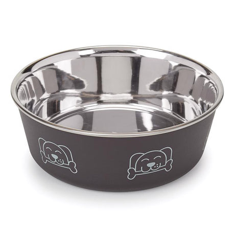 Proselect Espresso Stainless Steel 30 oz Pet Bowl For Dogs, Pack of 6