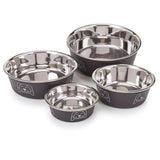 Proselect Espresso Stainless Steel 30 oz Pet Bowl For Dogs, Pack of 6