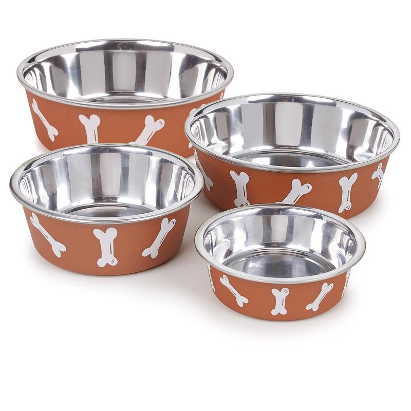 Proselect Copper Stainless Steel 30 oz Pet Bowl For Dogs, Pack of 6