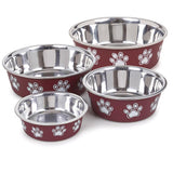Proselect Merlot Stainless Steel 15 oz Pet Bowl For Dogs, Pack of 6