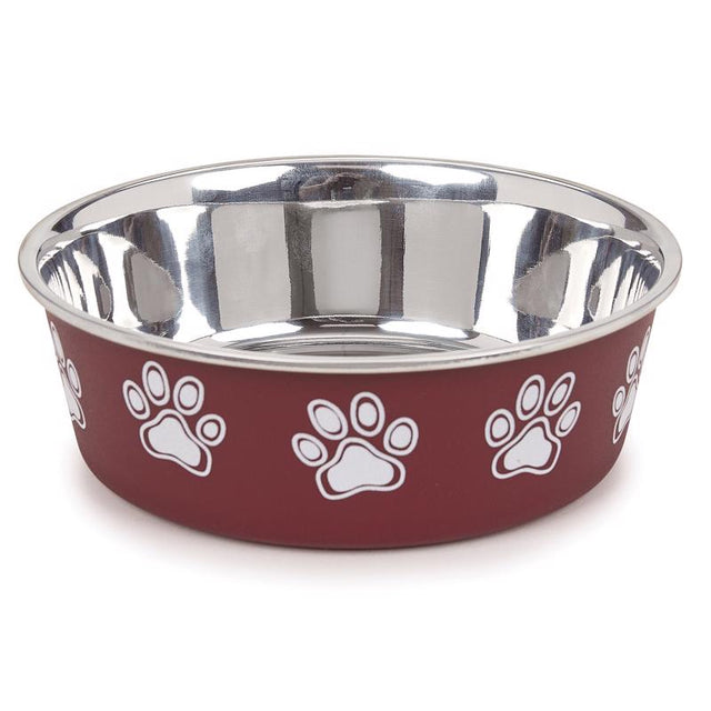 Proselect Goodie Merlot Stainless Steel 52 oz Pet Bowl For Dogs, Pack of 6